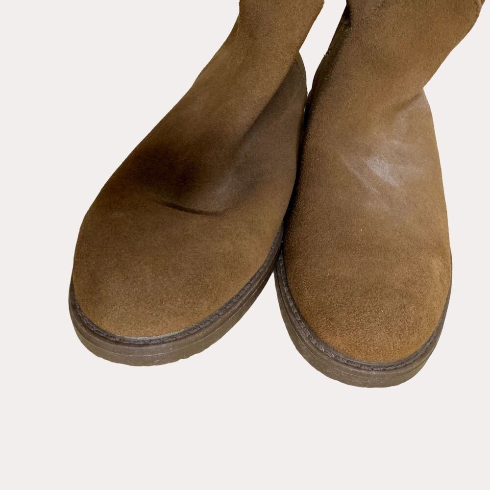 Bass Aria Womens Suede Leather Boots Booties Faux Shearling Tan 10 - Picture 6 of 12